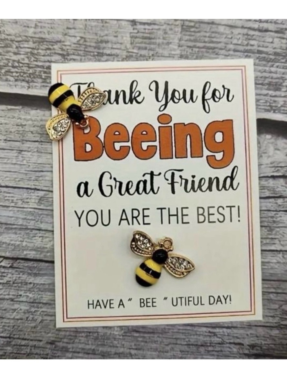 Bee Charm Friendship Cards with Yellow & Black Enamel Bees